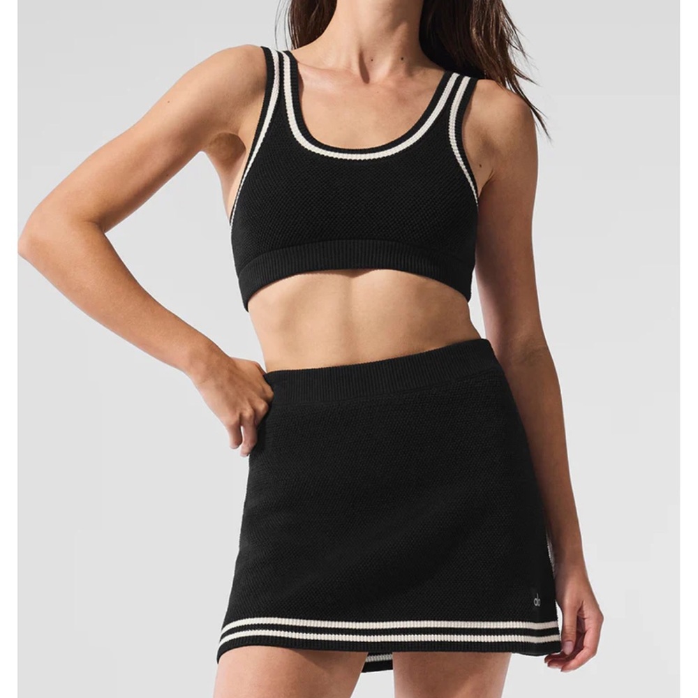 ALO Yoga Black and White Knit Skirt Set